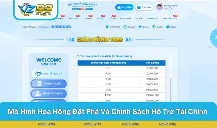 Tăng trưởng của tỷ lệ hoa hồng theo doanh thu cược ròng
